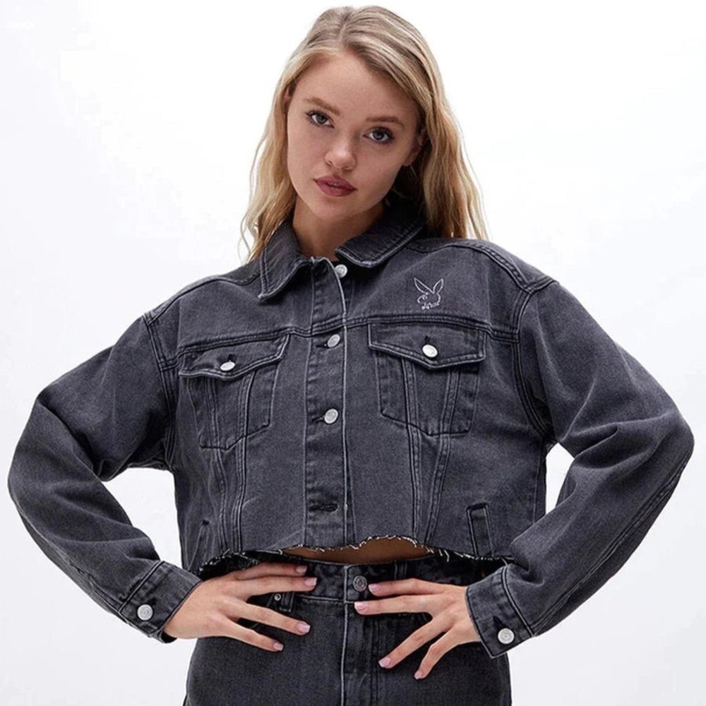 Playboy Black Denim Cropped Jacket